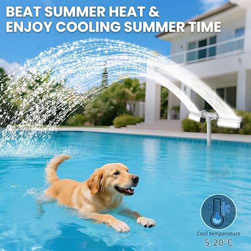 Miniatura 29 de Spray de fuente de cascada para piscina, 2 cabezales de fuente, rociador de agua, temperaturas frescas y cálidas del agua de la piscina, aireador