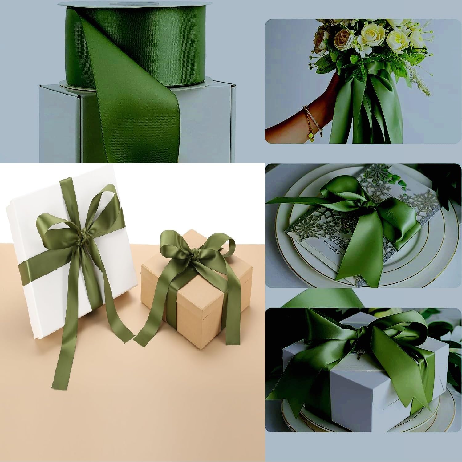 Double Sided Satin Ribbon 25mm x 10 Meters (Off White) for Gifts Wrap Sew Party, Decorations Events Dress Wedding Christmas Crafts, Bows Car, Balloons Hairs, DIY, Bouquets, Cake More — view 45