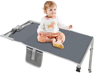 Toddler Airplane Bed, Portable Airplane Seat Extender for Kids, Durable Oxford Cloth – Waterproof and Easy to Clean, Flight Accessories for Toddlers Aged 1–4, Carry-On Compatible, Grey