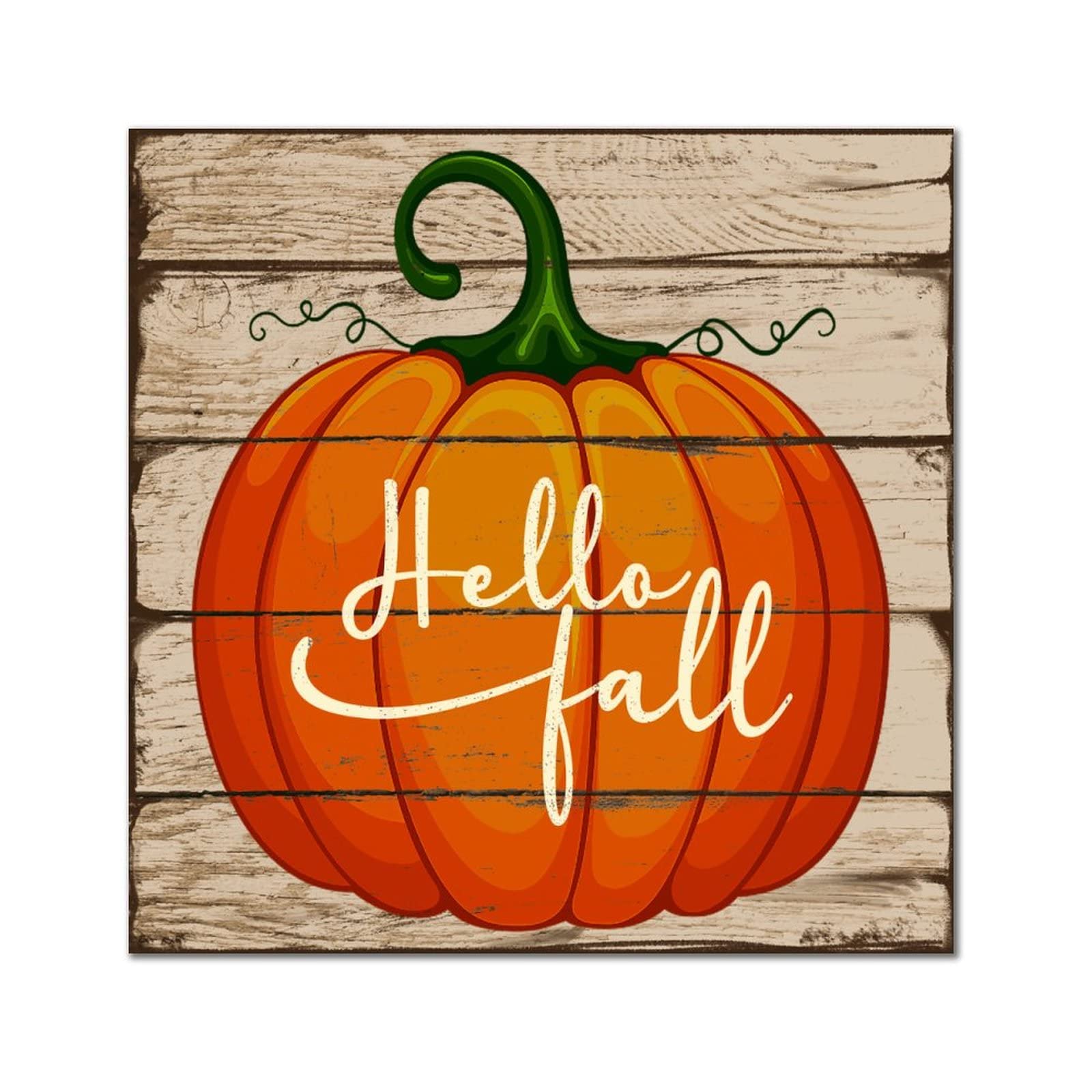 Panneau en bois Hello Fall plaque murale rétro suspendre salon cuisine 35x35cm