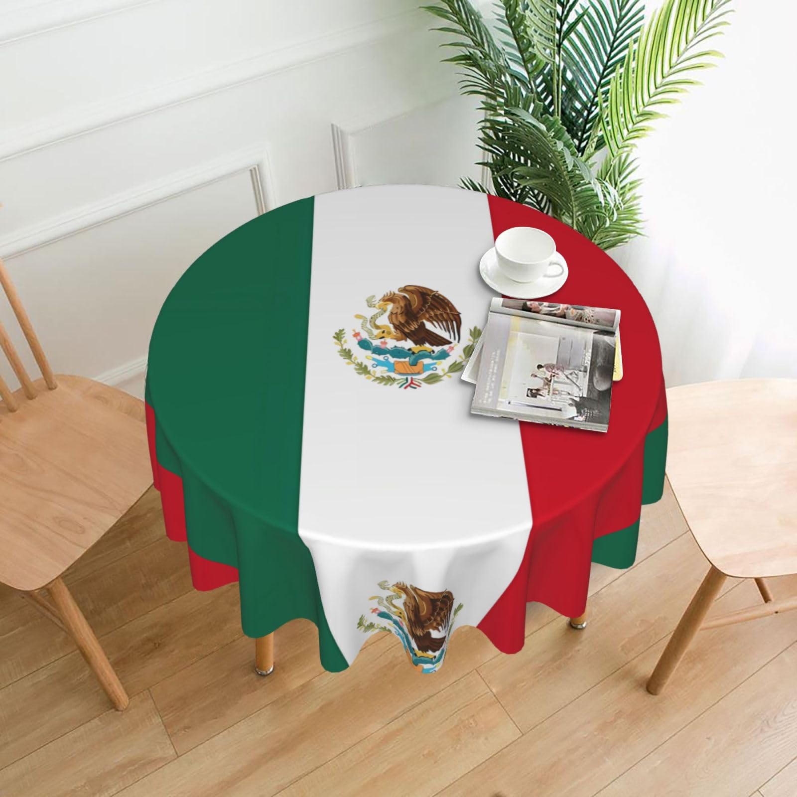 YYHHAOFA Flag of Mexico Prints Round Decorative Tablecloth 60in - High-Grade Polyester Throw for Dining Tables, Parties, & Outdoor Events