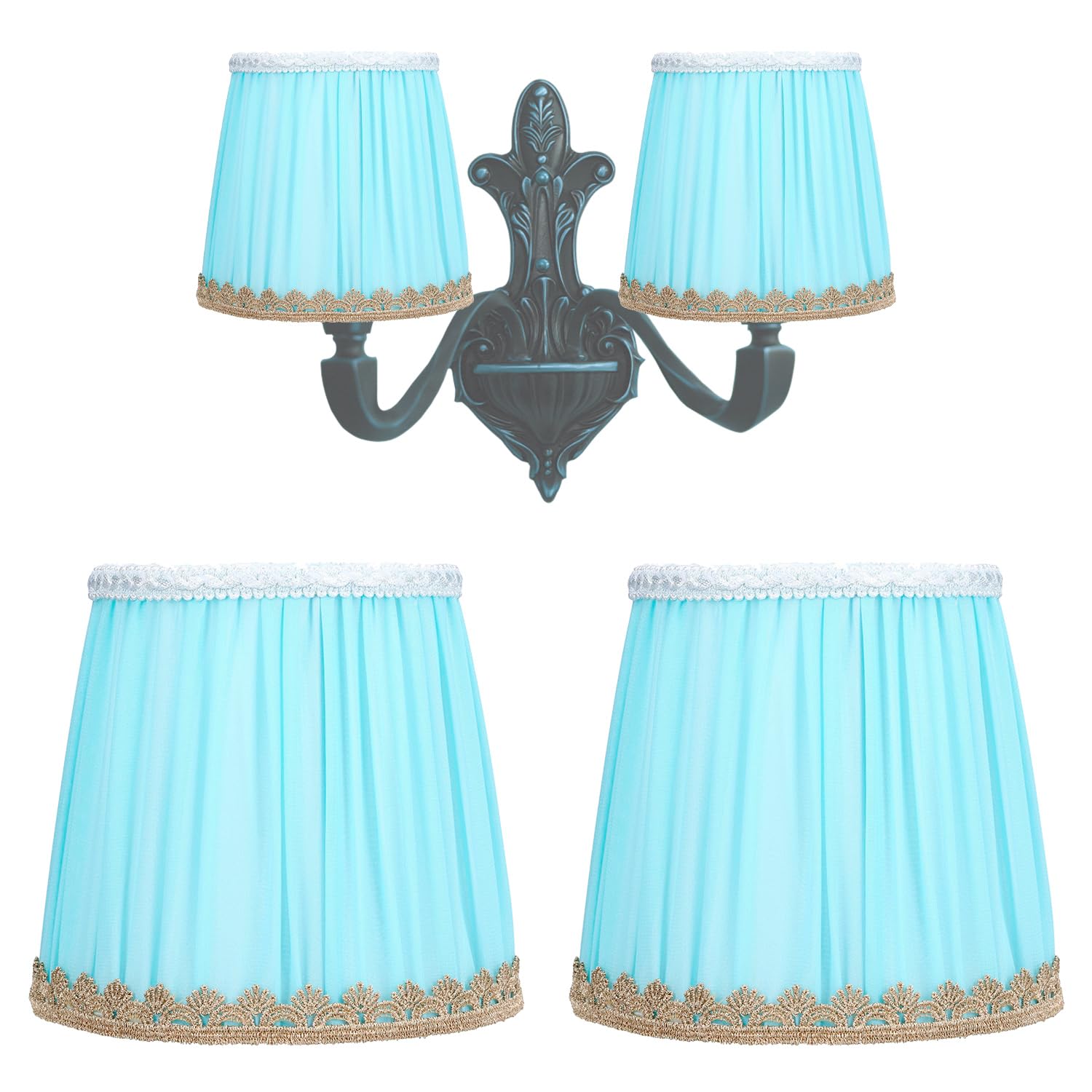 Hapivida Lot De 2 Abat-Jour Tissu Clip E14 - Style Vintage Plissé Blanc Pour Lustre, Lampe