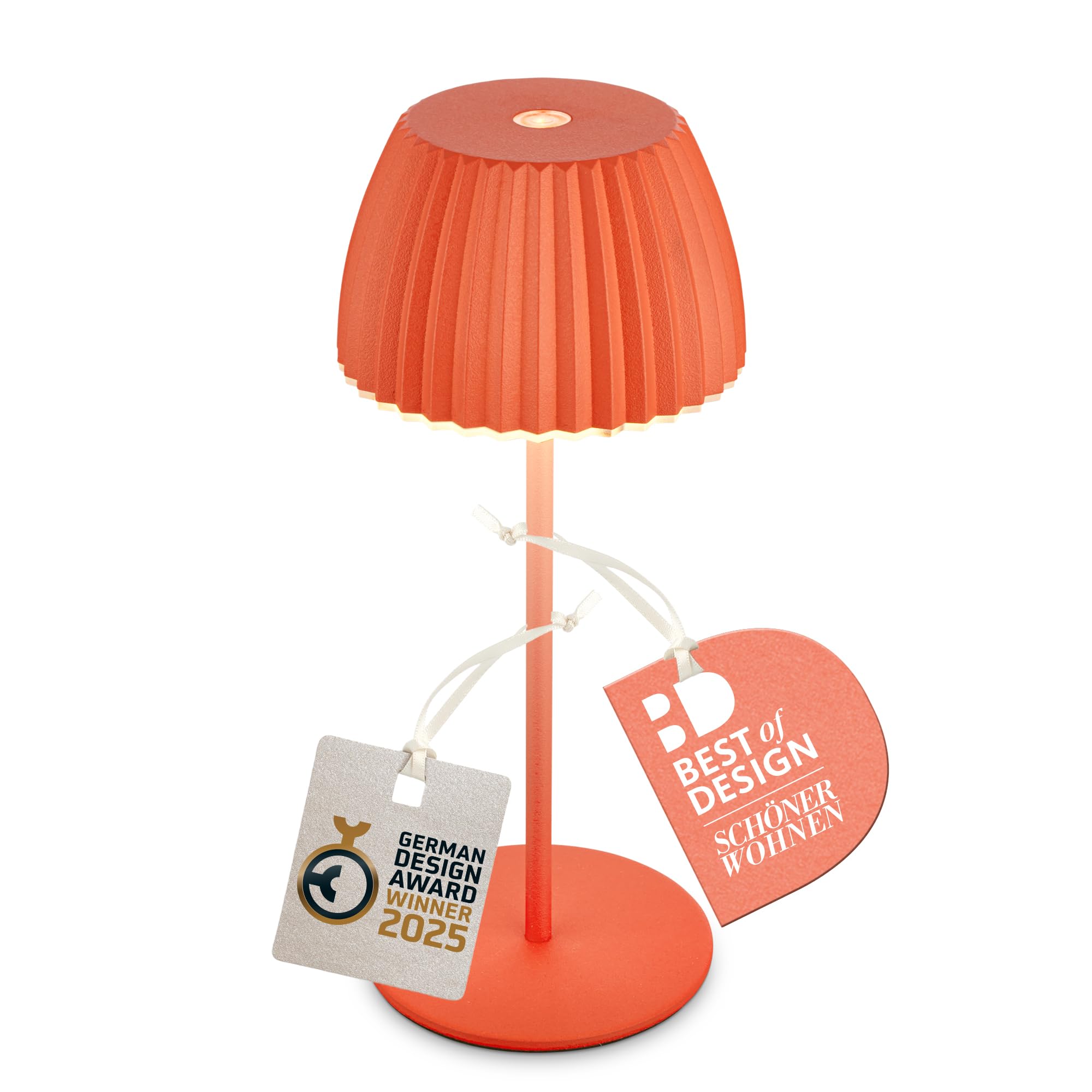 BRILONER - Riffle Mini Rechargeable LED Table lamp IP44 with Light Edge, 8.5x20cm, Touch, Replaceable Battery, LED Light, Battery Table lamp, Bedside lamp, German Design Award Winner 2025, Orange โ image 1