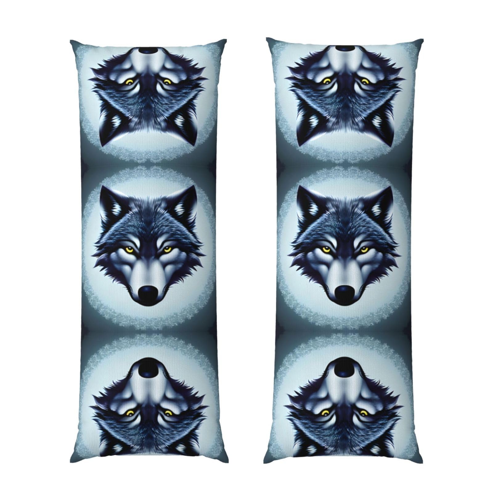 Fierce wolf head Body Pillowcase 20x60-Ultra Soft Plush Long Pillow Cover with Hidden Zip for Sleeping