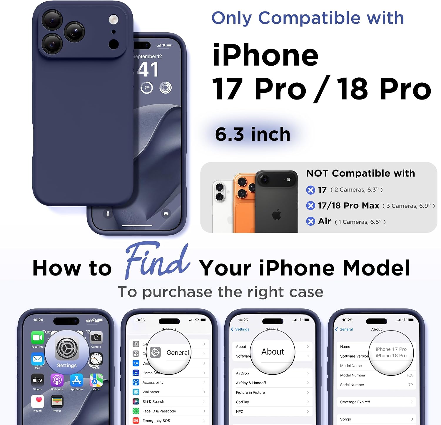  Magnetic for iPhone 18 Pro Case/17 Pro Case, Navy Blue thumbnail