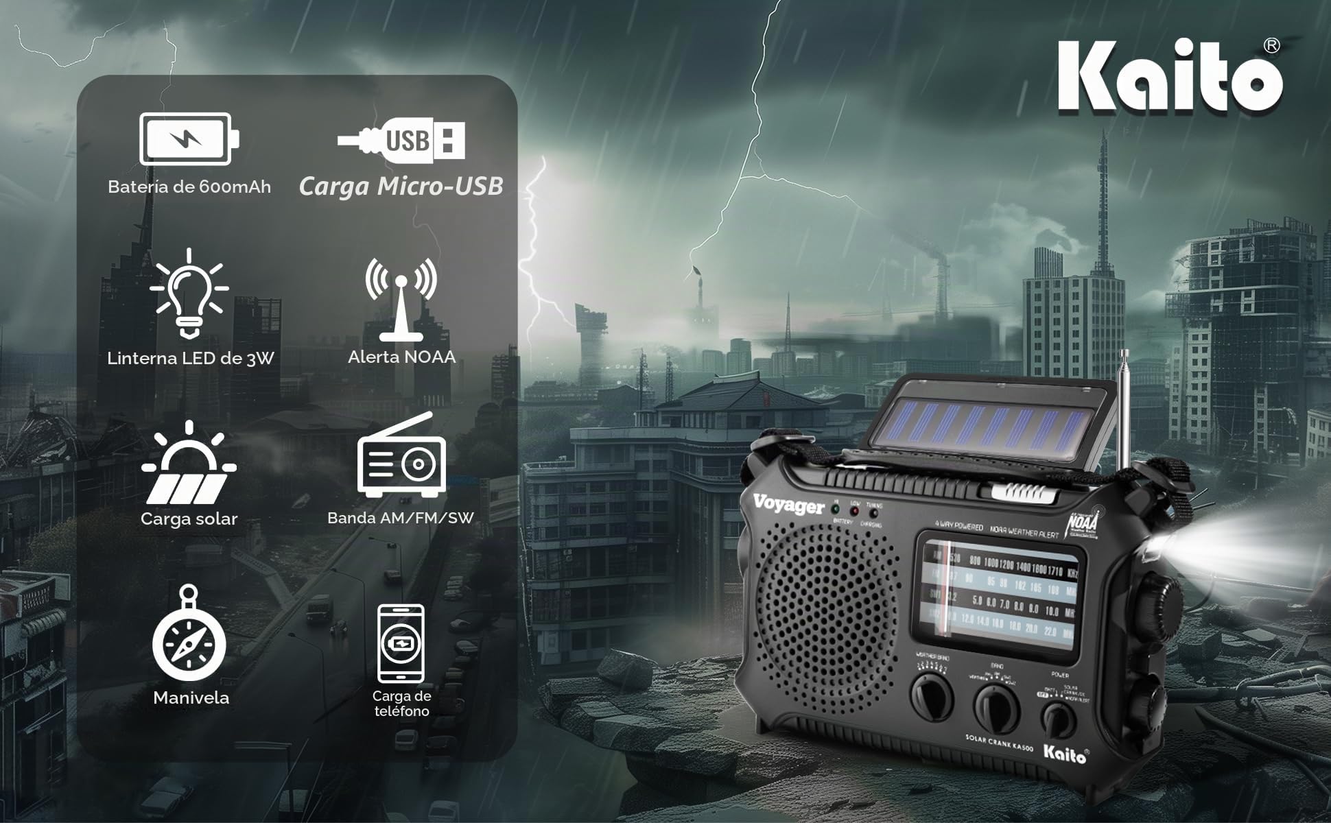 Kaito Electronics KA500 Portátil Analógica Negro - Radio (Portátil, Analógica, AM, FM, SO, 87 - 108 MHz, 520 - 1710 kHz, 3200 - 22000 kHz)