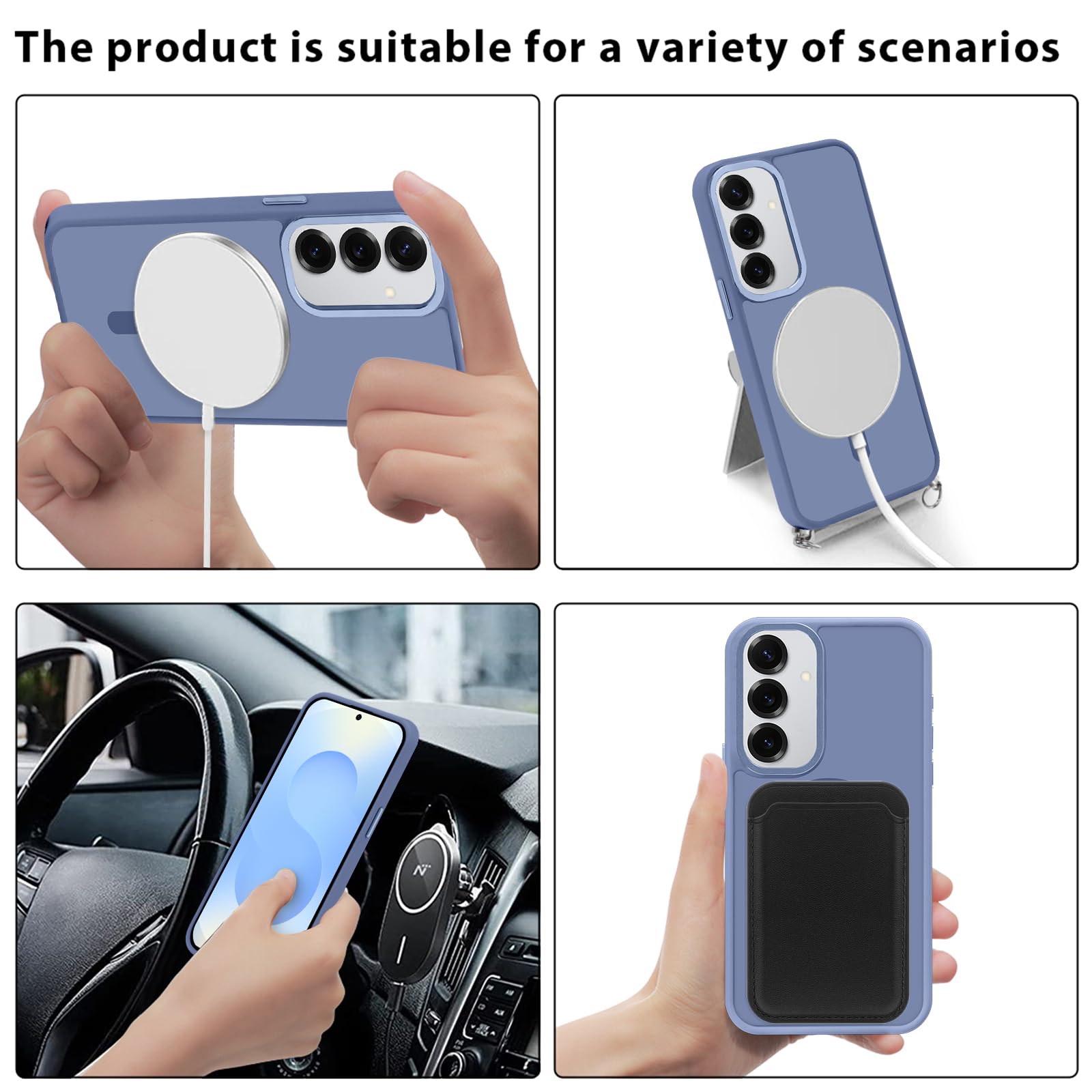 Yoedge Magnetyczne etui do Samsung Galaxy S25 5G 6,2 cala ze smyczą, kompatybilne z MagSafe, półprzezroczyste matowe etui PC cienkie TPU odporne na wstrząsy etui ochronne z paskiem na ramię sznur