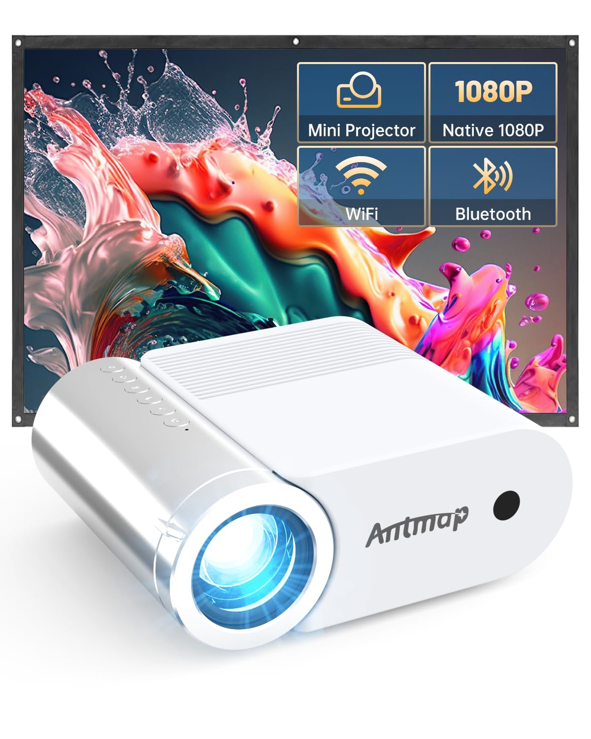 Amazon.com: Antmap Mini Projector with WiFi and Bluetooth, Phone ...