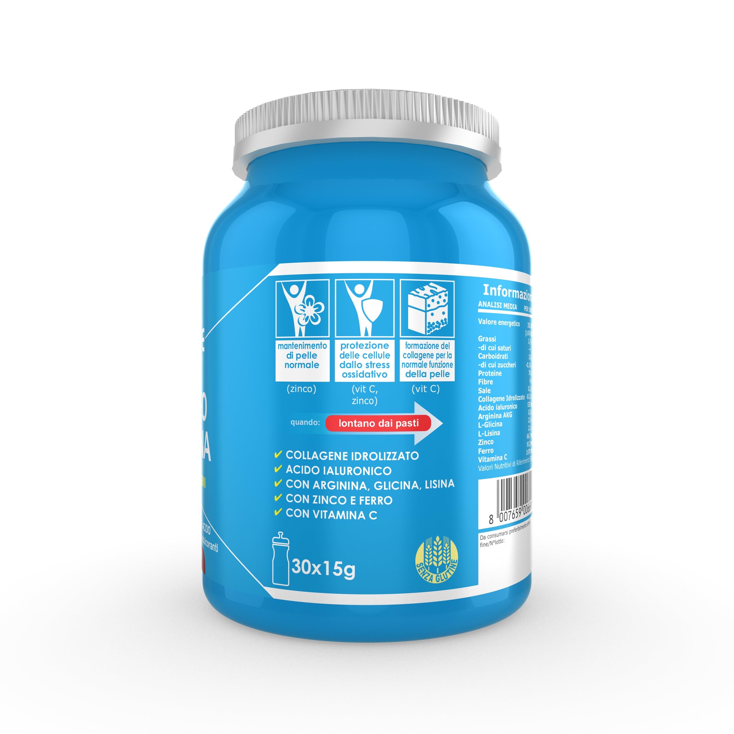 Ultimate Italia - Proteo Dermina - 450g - gusto cacao - Integratore di collagene e acido ialuronico per mantenere la pelle giovane e supportare cartilagini, legamenti e tendini