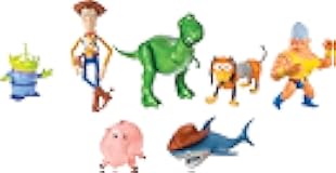 Mattel Disney Pixar Toy Story Set of 7 Action Figures with Woody, Slinky, Rex, Hamm, Alien, Rocky & Shark, Mattel Disney100 Collectible