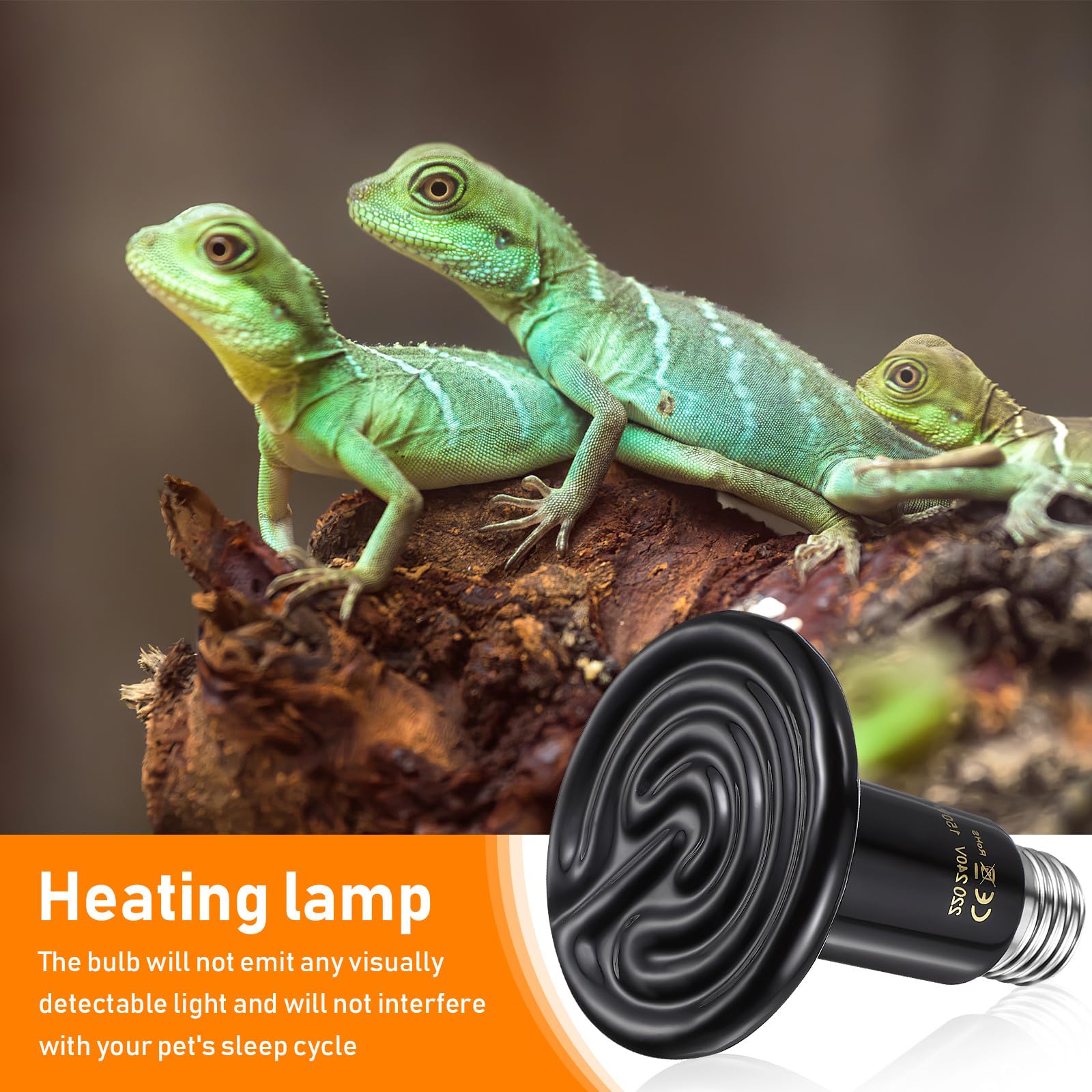 Lampade Riscaldanti in Ceramica per Rettili senza Luce, 3 Pezzi da 150w, Emettitori di Calore per Terrari Attacco E26, Adatte per Lucertole e Serpenti