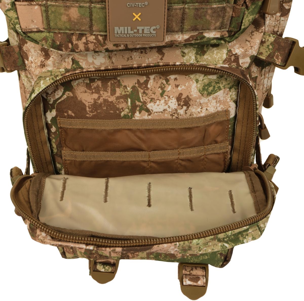 Mil-Tec Unisex Assault Pack - Rugged Durable Lightweight Ergonomic Versatile Tactical Outdoor Camping Hiking Backpack with Adjustable Padded Shoulder Straps & MOLLE Loops, Phantomleaf WASP I Z2, 36L