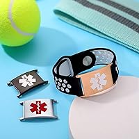 Vista 7 de Pulsera de alerta médica personalizada para mujeres y hombres, pulseras de identificación médica deportiva de silicona con grabado gratuito, pulsera