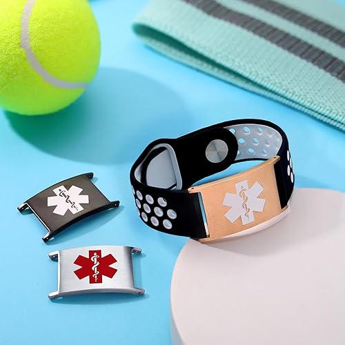 Miniatura 7 de Pulsera de alerta médica personalizada para mujeres y hombres, pulseras de identificación médica deportiva de silicona con grabado gratuito, pulsera
