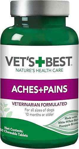 Vets Best - Aspirina para dolores Suplemento para perro formulado por veterinarios para ayudar a los dolores de los perros y dar alivio en las