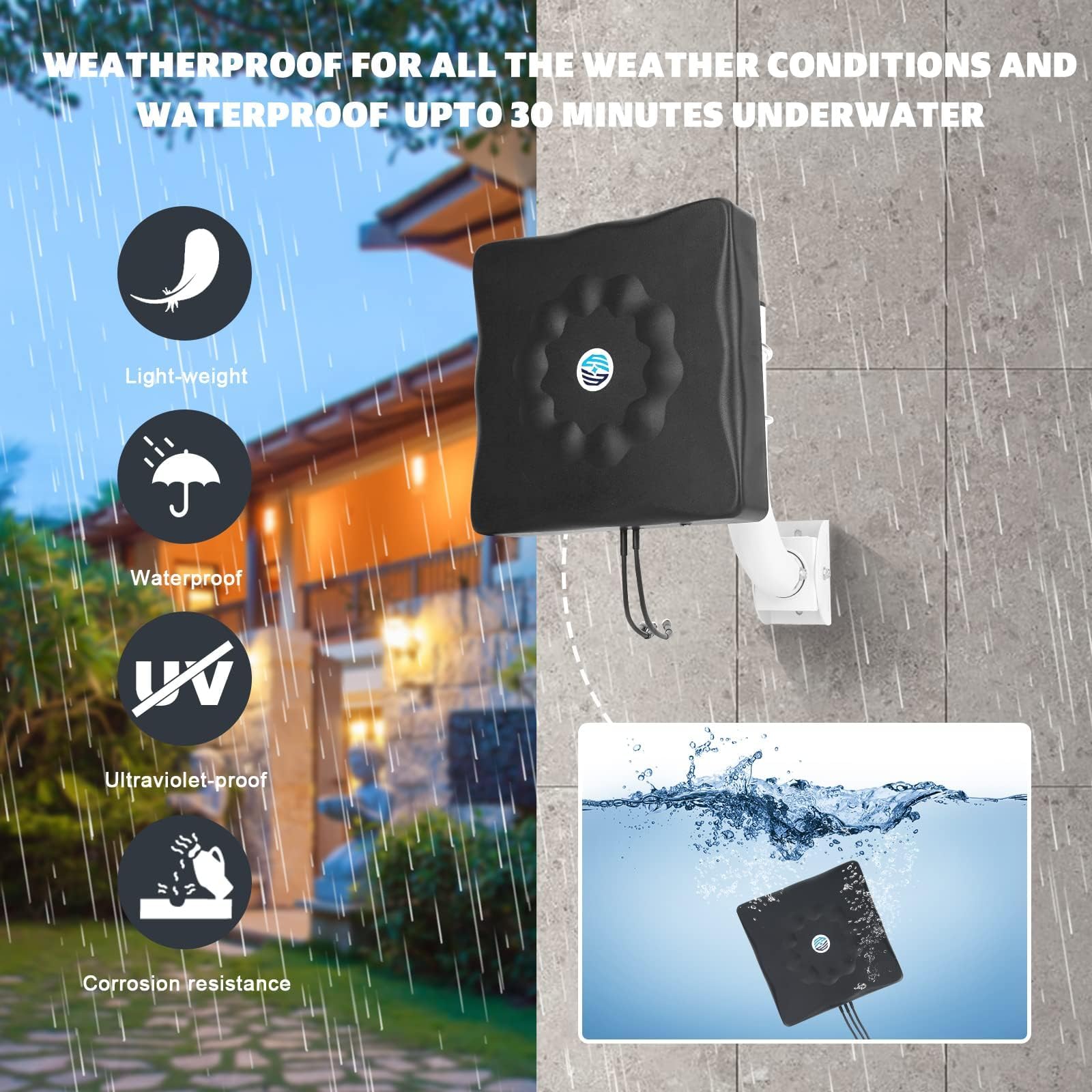 Maswell 5G LTE Antenna Outdoor, 2X2 MIMO 600-8000 MHz Omni-Directional Aerial Both SMA and TS9, WiFi 6E Mobile 5G 4G+ LTE-A for Router, RV, Camping, LMR195 Equivalent Cable, Up to 7.5 dBi Gain