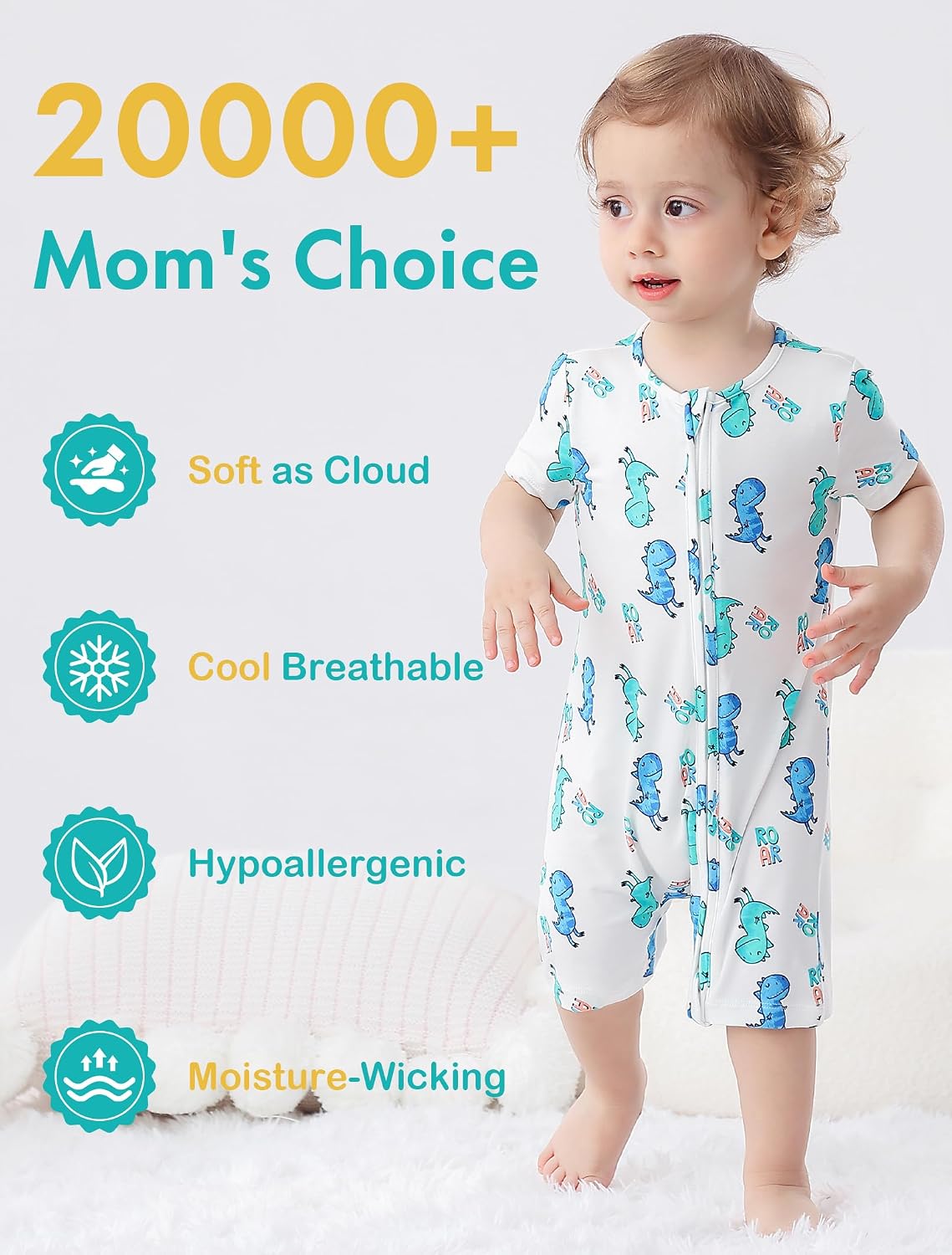 JunNeng 2pcs Baby Boy Footless Sleeper,Rayon from Bamboo Romper with 2 Way Zipper Short Sleeve Infant Summer Outfit
