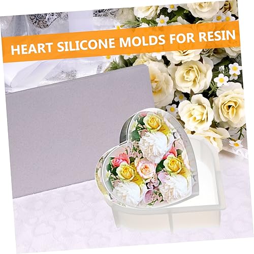 Miniatura 8 de EXCEART Moldes de resina de silicona con forma de corazón de silicona de cristal epoxi para corazón, molde de resina de corazón para resina, molde