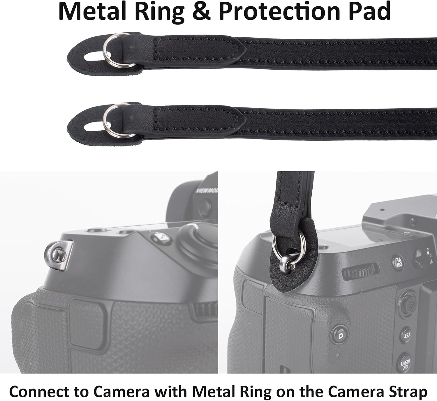 MUZIRI KIINOKOO Genuine Leather Camera Neck Shoulder Strap - Vintage Leather Shoulder Strap for Most of Digital Cameras - Retro Black