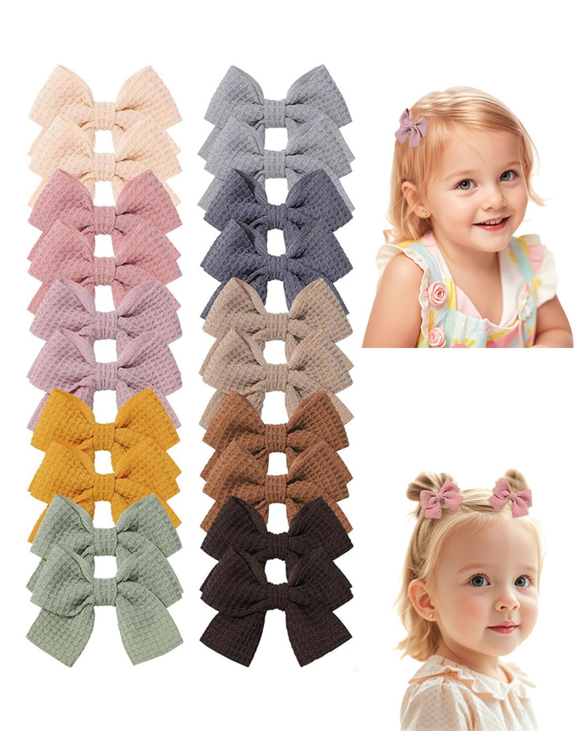 DAFNE 20 Pezzi Mollette Capelli Neonata Piccolo 7 cm Fermagli per Capelli per Bambini, Antiscivolo Fiocchi Capelli per Bambina