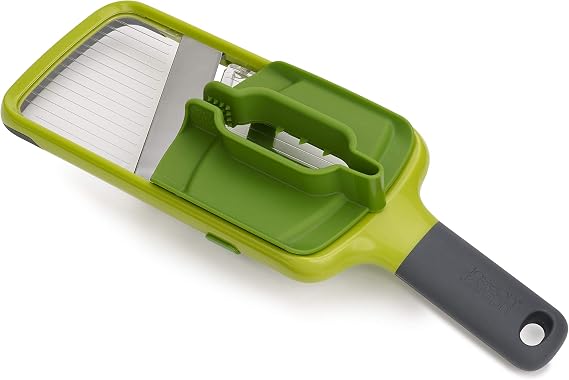 Joseph Joseph Multi-Grip Kitchen Mandolin Adjustable Vegetable Cutter and Onion Cutter 3 Slice Strength with Precision Handle Green 42