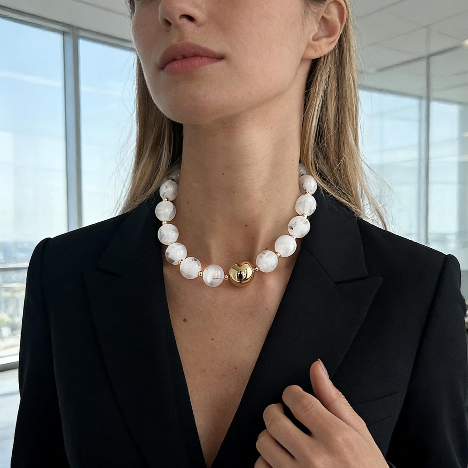 Chunky Beaded Necklace for Women Large Ball Beads Statement Necklaces Summer Surfer Beach Strand Necklaces Jewelry Accessories
