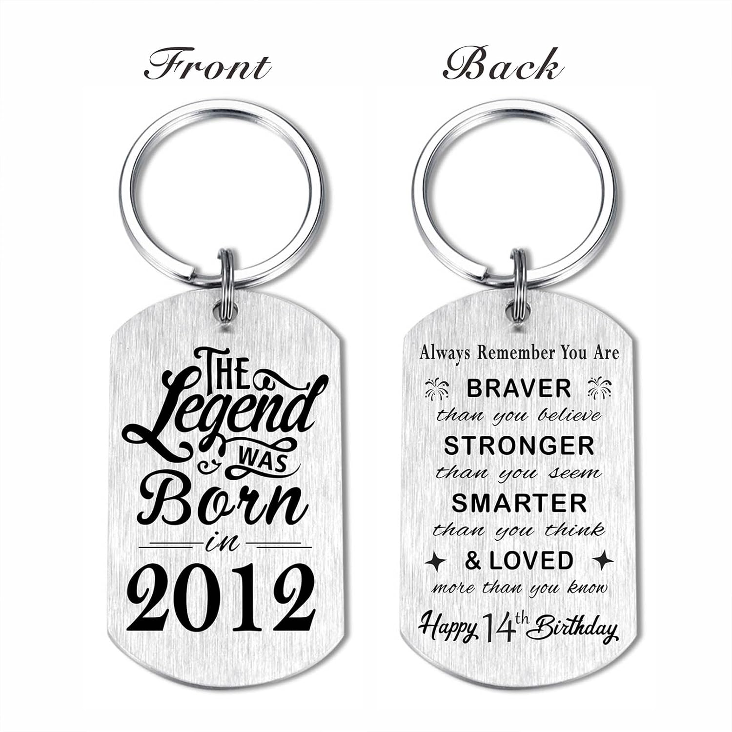 Yobent 14th Birthday Gifts for Teen Boys Men 2012, Happy 14th Birthday Keychain, 14 Year Old Bday Gifts for Her Women, The Legend Was Born in 2012 - Image 3