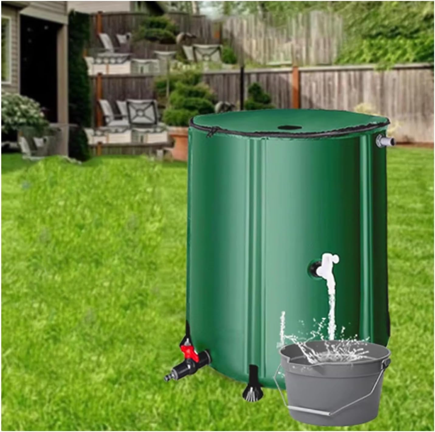 Foldable Rainwater Collection Barrel，Outdoor Rain Water Collection Barrel,Efficient Rainwater Collection System，Collapsible Rain Barrel with Zip， for Garden Irrigation(500L)