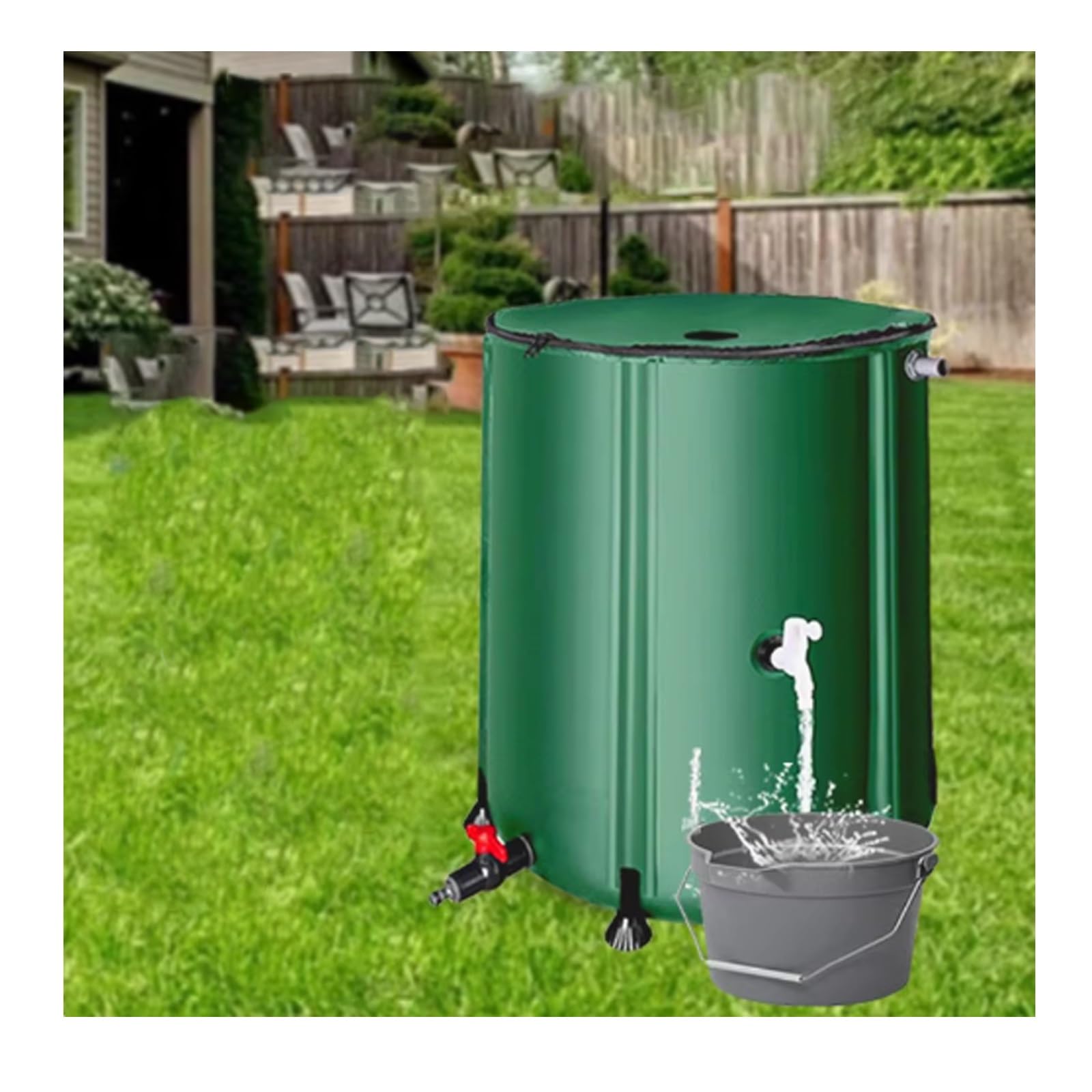 Colector de Agua de Lluvia 1350L Bolsa de recolección de Agua de Lluvia para Exteriores con Cremallera Ideal para riego de Jardines Tanque portátil y de Agua de Lluvia