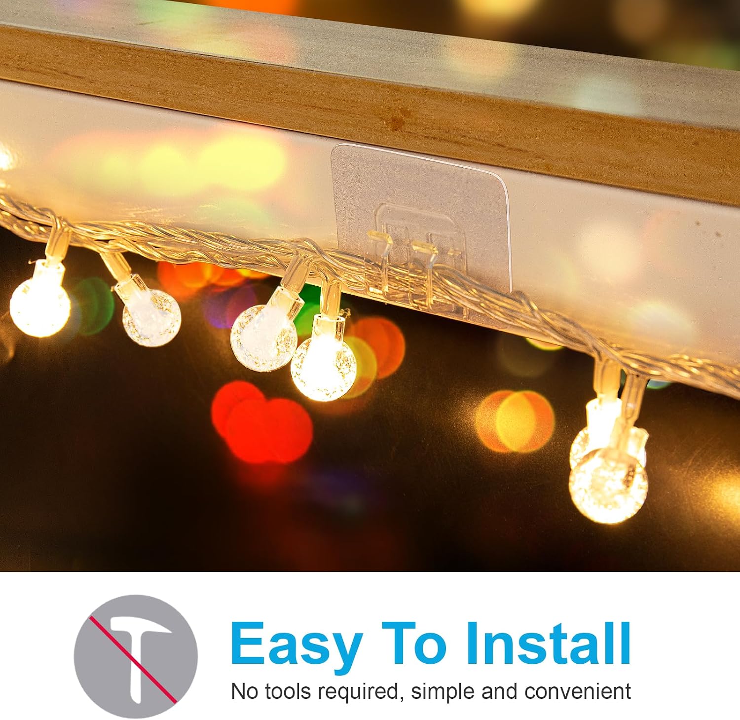 TidyHelper 24 PCS Christmas Light Clips, Adhesive Hooks for Outdoor String Lights, Heavy Duty Cable Clips with Waterproof Adhesive Strips, UV-Resistant Wall Wire Cord Holder for Porch Patio Decor