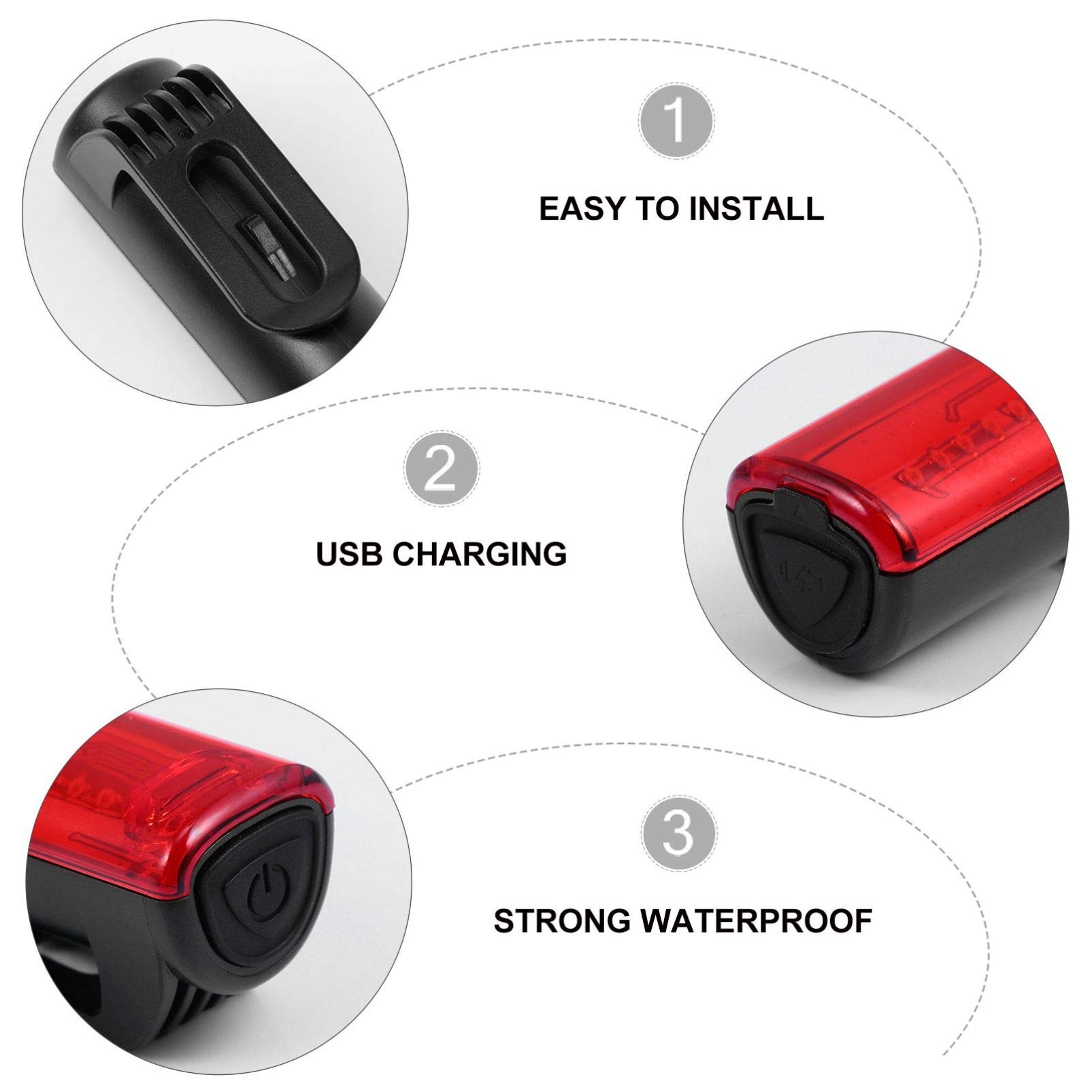 Happyyami Luces Traseras De Bicicleta Condujo Led Centro Luz De La Luz del Casco Luces Recargables Accesorios Faro Luz De Fondo Frente Ciclo Rojo Componente Electrónico