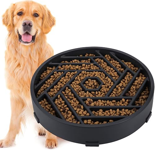TOBYTO Slow Feeder Dog Bowl, Maze Design Anti-Choking Non-Slip Dish for Medium and Large Breeds, Black TOBYTO Slow Feeder Dog Bowl, Maze Design Anti-Choking Non-Slip Dish for Medium and Large Breeds, Black