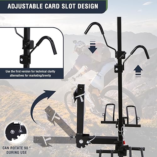 Miniatura 5 de Carries 2 Bikes Trailer Hitch Bike Rack Anti Wobble Tilting Bike Luggage Rack Fits 2 Inch Receiver Car Rear Hanging Frame for Standard Fat Tire and