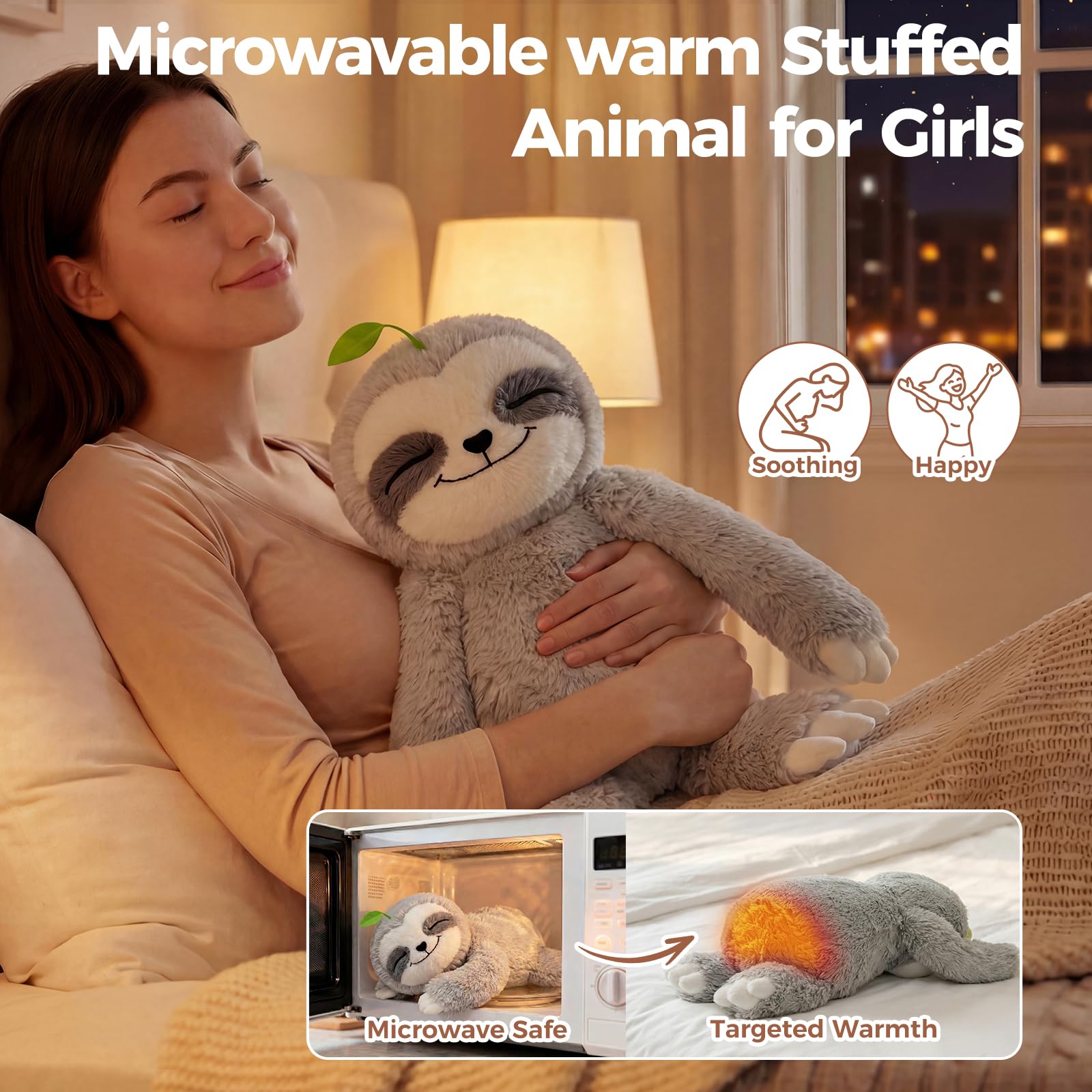 Mewaii Weighted Sloth Teddy Plush, 1.5KG Weighted Stuffed Animals 38CM Pillow for Kids, Soft Weighted Anxiety Plush Toy Sloth Gifts for Women Girls Adoults — view 3