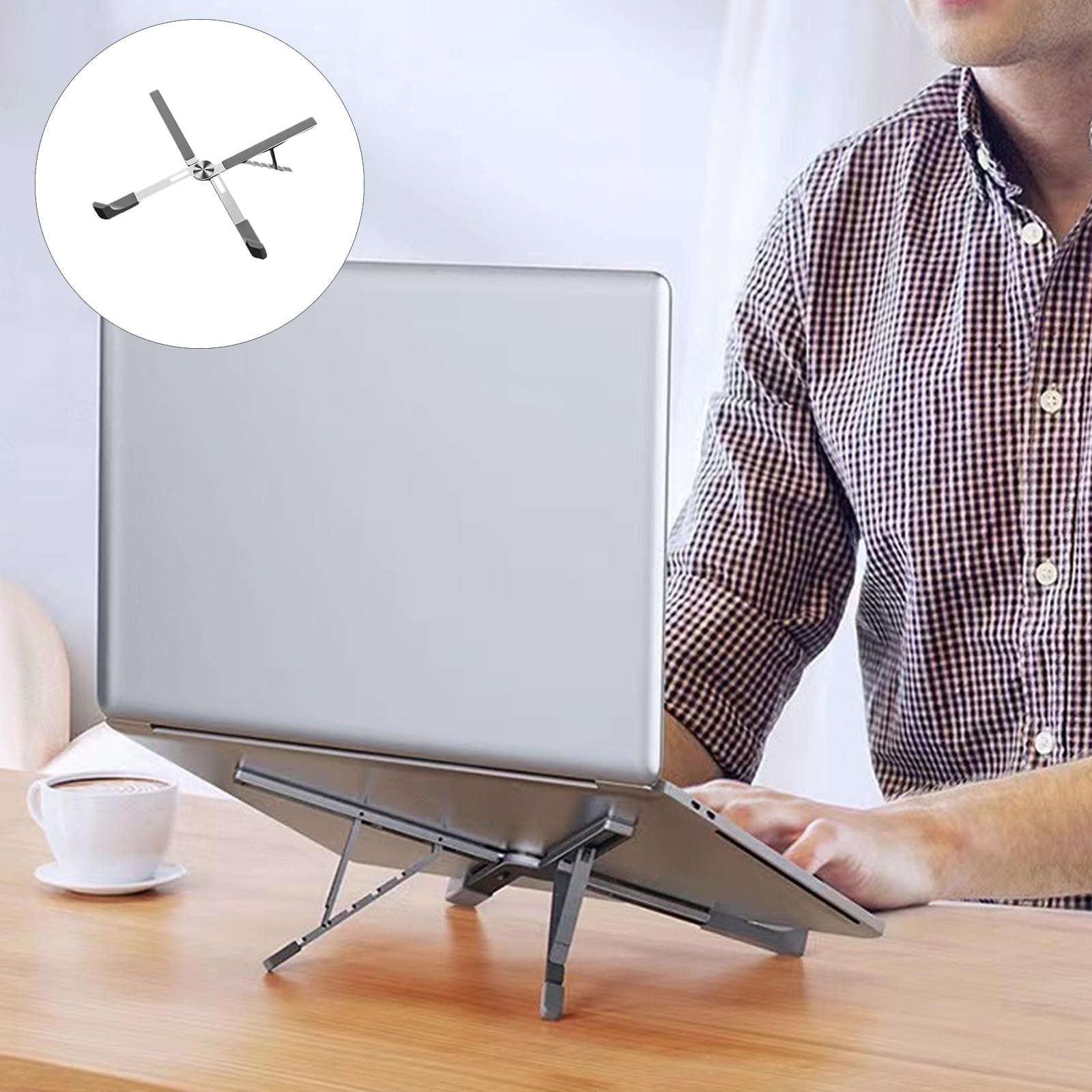 Soporte ajustable para ordenador portátil de aluminio, plegable, portátil, diseño en X, 5 posiciones angulares, tableta, ergonómico, refrigerante, para escritorio, para viajes, portátil, de
