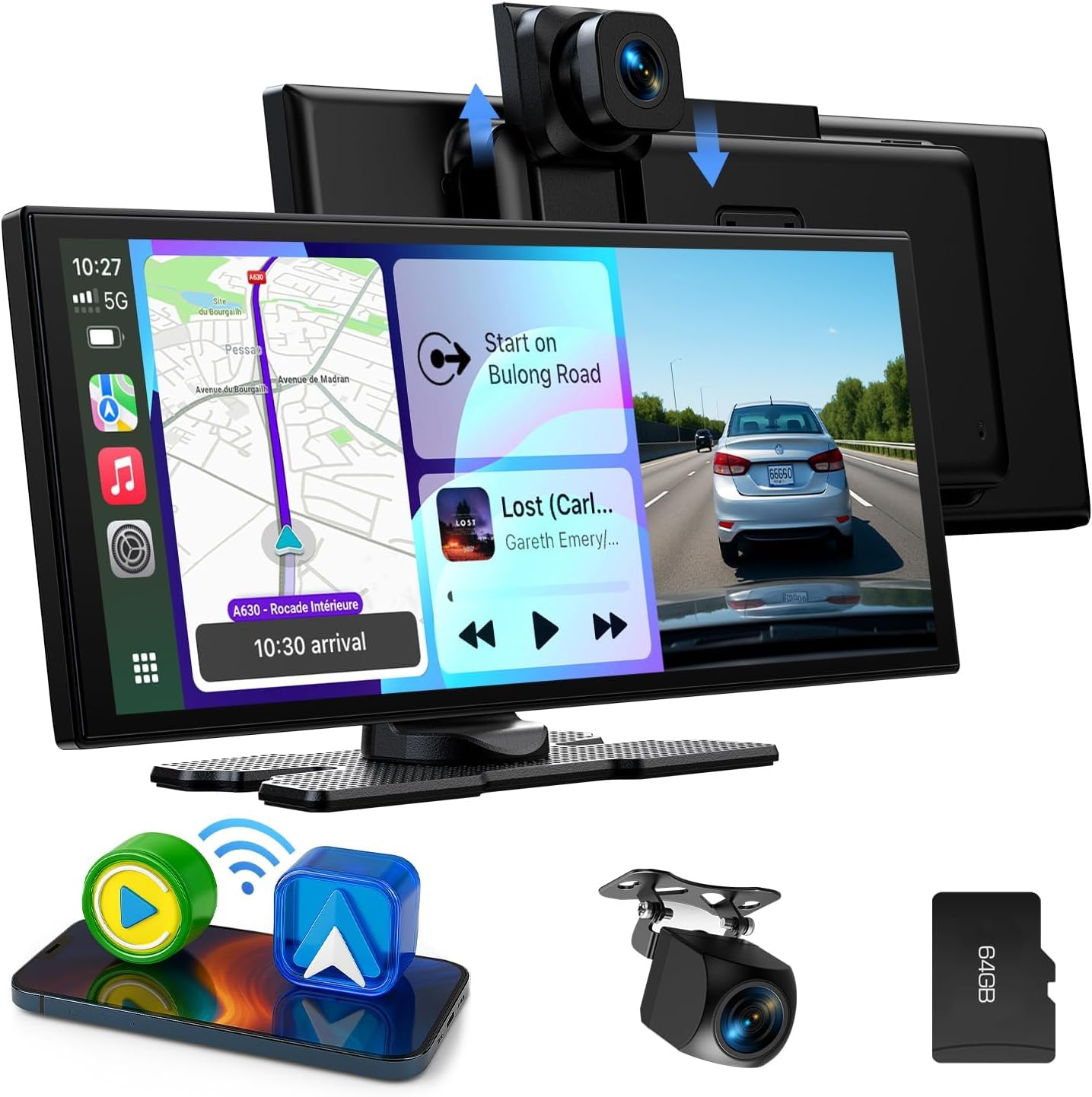 Moto Carplay 5 Pollici Con Dash Cam 1080P E GPS Per Moto | IP68 Impermeabile - 3