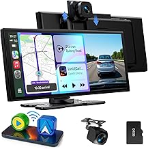 LAMTTO Wireless CarPlay Android Auto Display 10,25 Zoll In-Cell Touchscreen Car Play mit Dashcam 2.5K+1080P Sprachsteuerung Karten Navigation Bluetooth FM AUX Loop Aufnahme 64GB TF Karte