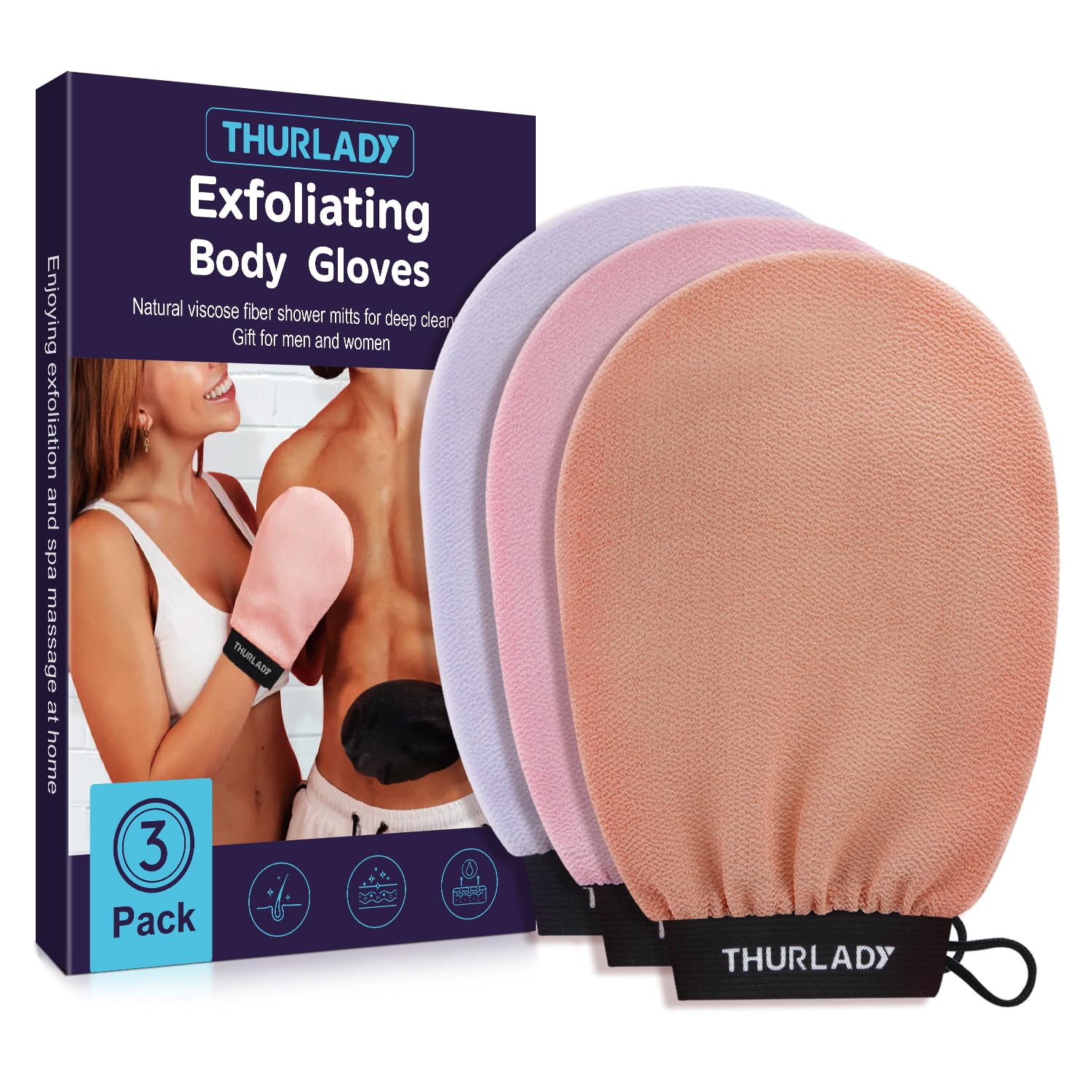 Guante exfoliante profundo, guante exfoliante para ducha, removedor de piel muerta y exfoliante de piel para cuerpo, guante exfoliante corporal para queratosis pilaris, guante de exfoliación corporal,