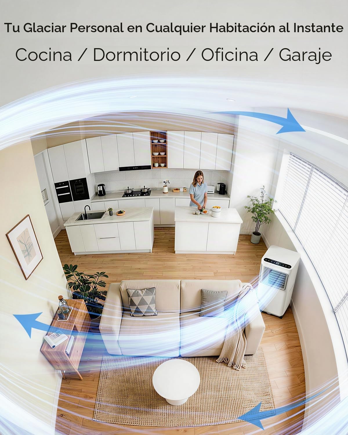 Aire acondicionado portátil 16000 Btu para habitación grande de hasta 750 pies cuadrados 5 en 1 unidad de CA inteligente con aplicación WiFi/control remoto, enfriamiento rápido, deshumidificador y