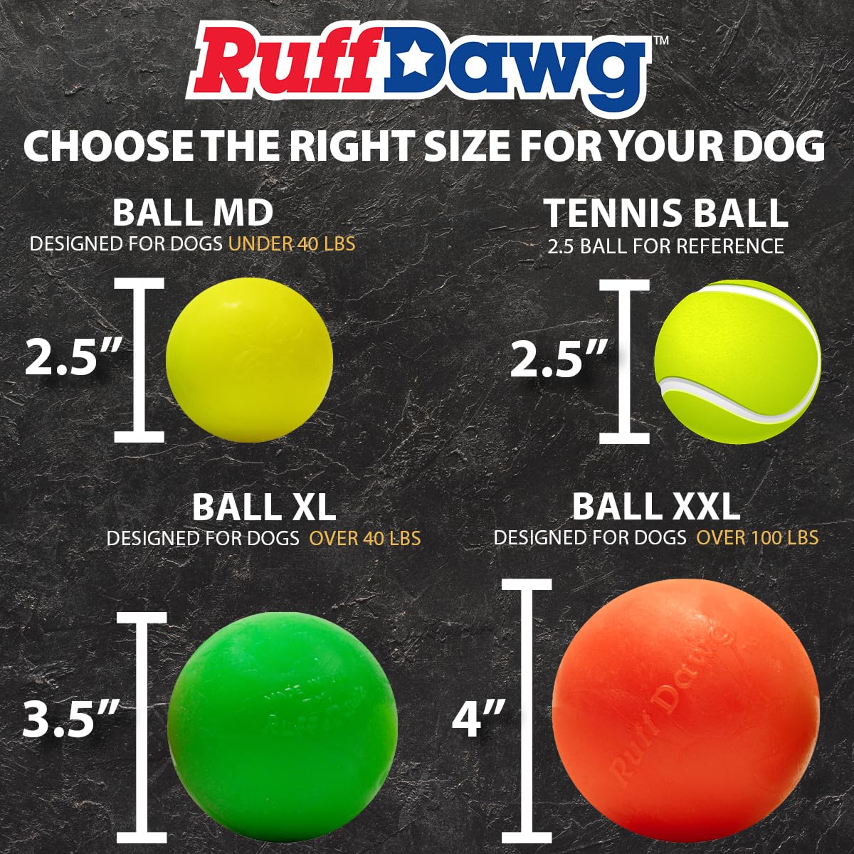 Ruff Dawg XL Boule Jouet pour Chien, Couleurs fluos Assorties