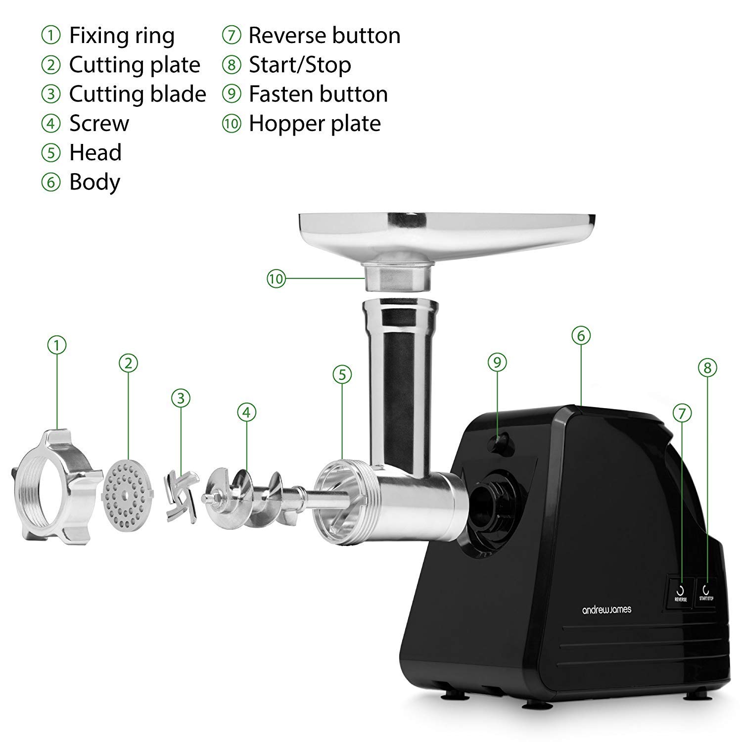 Andrew James Meat Mincer Grinder Sausage Maker Stuffer 3 Different