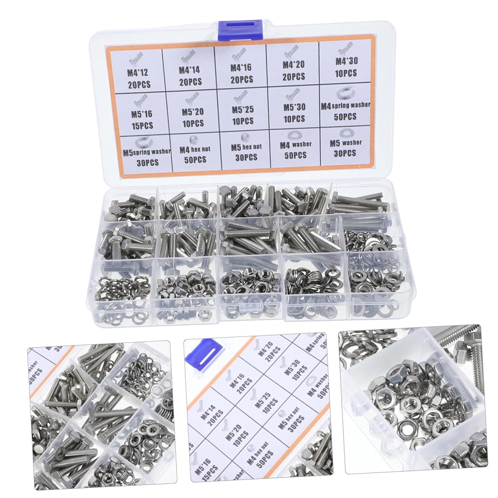 Sosoport 375Pc Heavy-Duty Stainless Steel Bolt, Nut & Washer Assortment Kit for Secure Repairs view 4