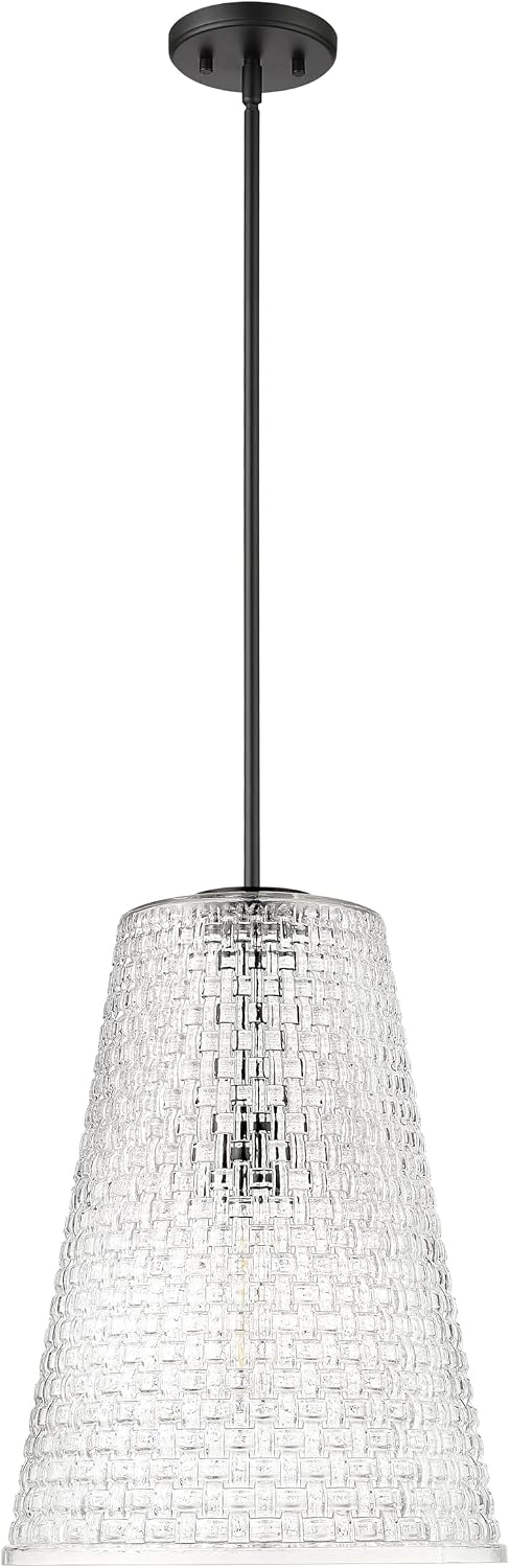 ML Lighting | Saben Collection | 20702-PN | Indoor 1 Light Metal Pendant in Polished Nickel with Clear Woven Lattice Glass Shade | Kitchens, Dining Rooms, Living Rooms, Entryways, Hallways