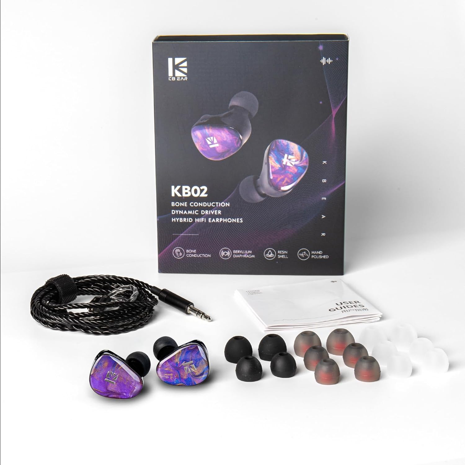 keephifi KB02 Purple Earbuds and 2meter 16-core IEM Cable