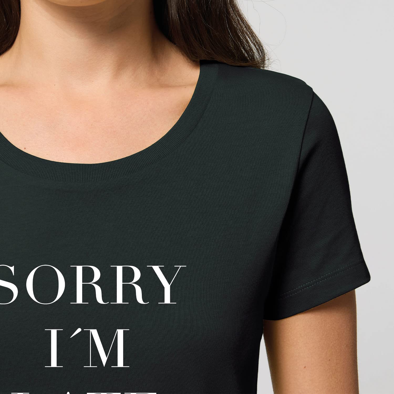 Damski T-Shirt Expresser - Sorry I'm Late - Sportowy styl uliczny Basic T-Shirt z bawełny organicznej na wiosnę i lato