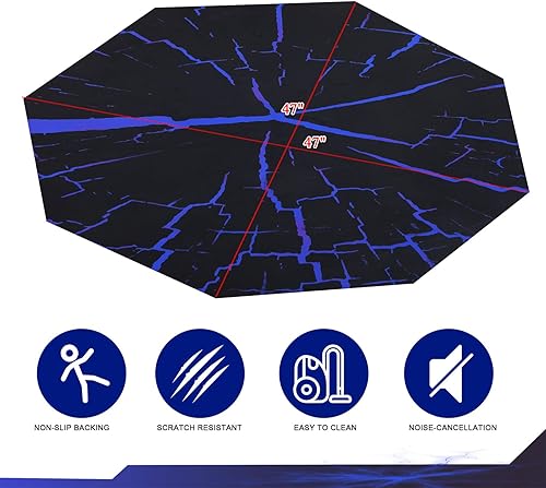 Miniatura 5 de HiiARug Tapete para silla octágono de piso de madera dura, 47 x 47 pulgadas, protector de piso para el hogar, protector de suelo duro,