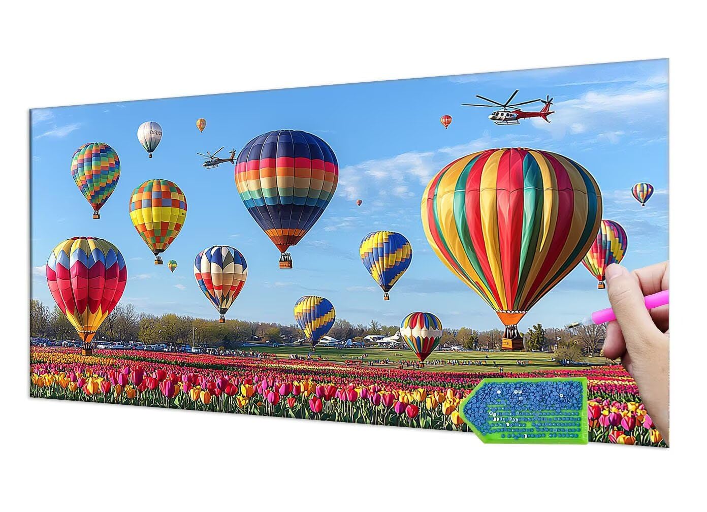 Diamond Painting Hot Air Balloon, Diamond Painting Erwachsene Groß XXL 60x120 cm, DIY Diamant Painting Kinder, Diamond Art zubehör cross stitch kit, Diamond Stickerei set Home Wand Dekor T-890
