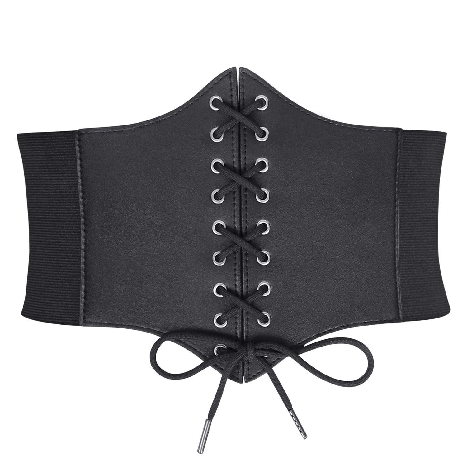 WHIPPY Women's Lace-up Corset Elastic Waist Belt, Tied Waspie Wide Belt for Women Halloween Costume