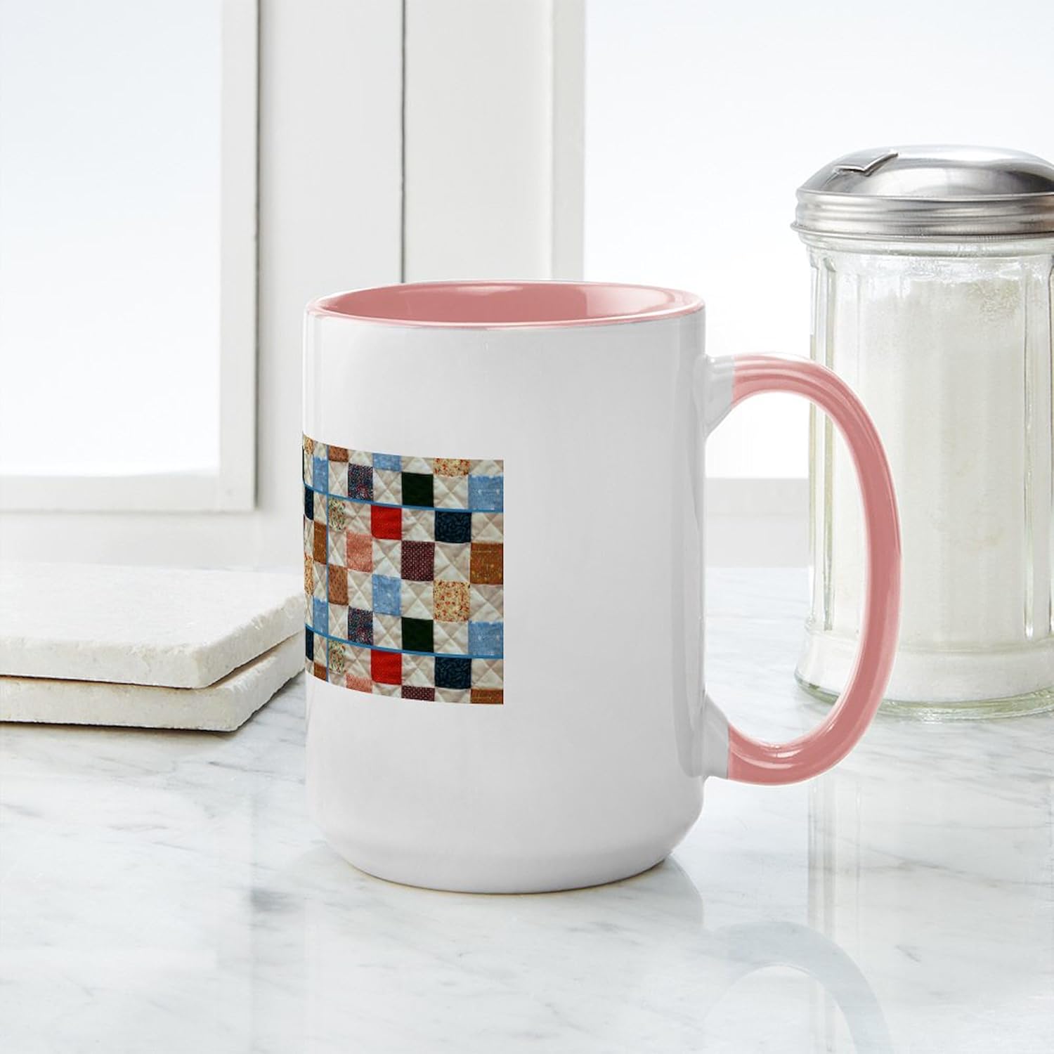 CafePress Colorful Quilt Pattern Mugs 15 oz (444 ml) Ceramic Coffee Mug
