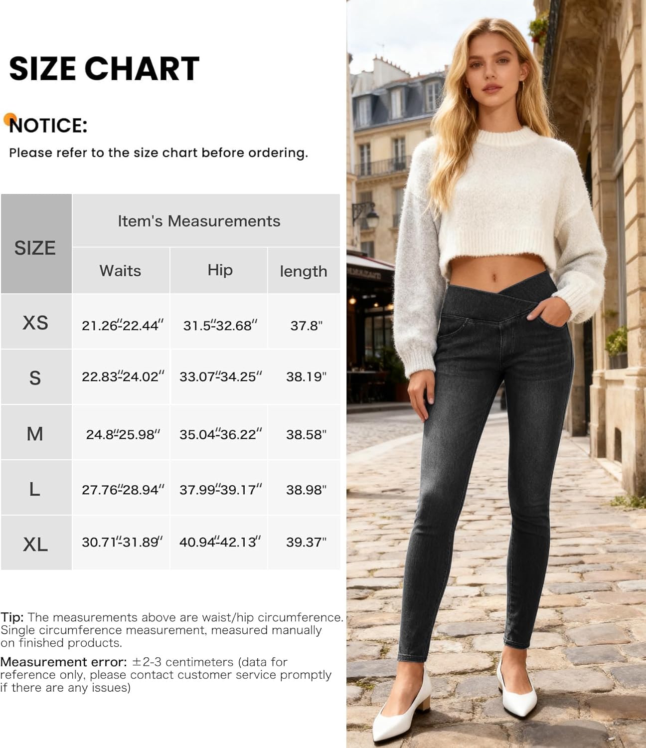 V Crossover Skinny Jeans Women High Waist Pull onTummy Control Casual Fitness Leggings, Highly Elasticity Yoga Pants - Image 6